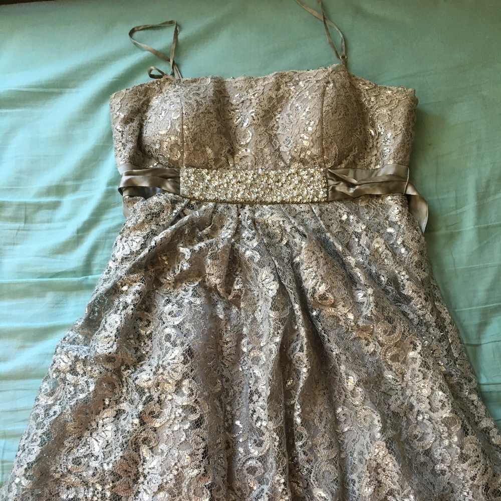 Oleg Cassini Silver/Grey Dress